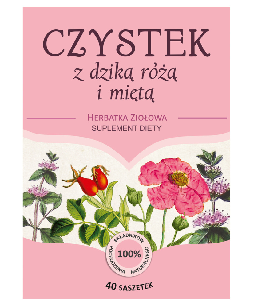 Franciszkańska Herbatka CZYSTEK z dziką różą i miętą 40x3g